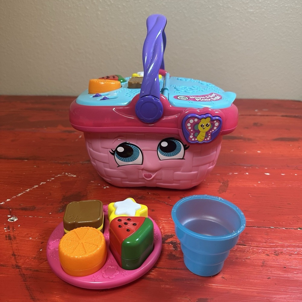 LeapFrog 80603600 Interactive Shapes & Sharing Picnic Basket Pink Tested & Works